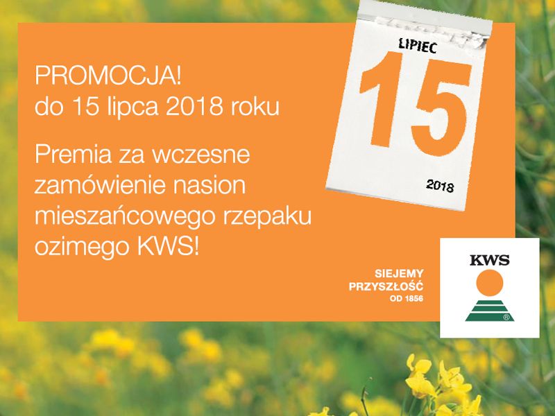 Promocja - Premia za wczesne zamówienie nasion rzepaku KWS
